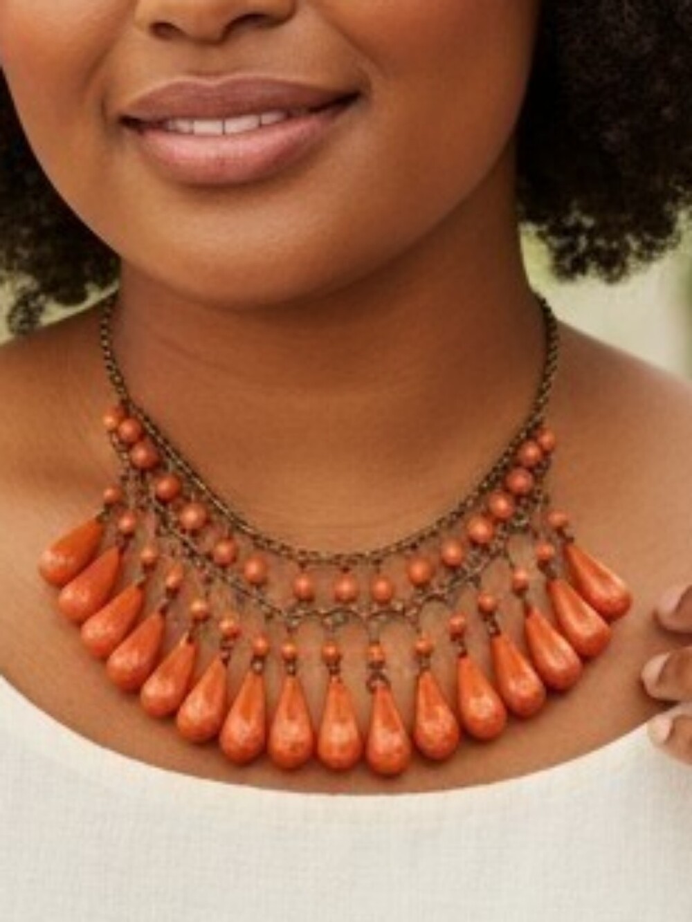 Orange Teardrop Necklace Statement